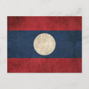 Carte Postale Drapeau vintage déchiré du Laos