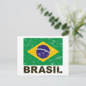 Carte Postale Drapeau Vintage du Brésil (Debout devant)