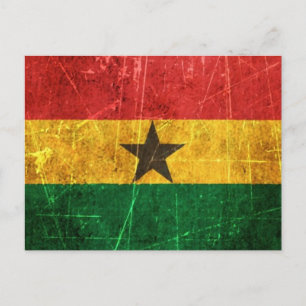 Carte Postale Drapeau Vintage du Ghana rayé et usé