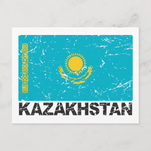 Carte Postale Drapeau Vintage du Kazakhstan