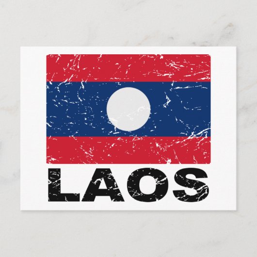 Carte Postale Drapeau Vintage du Laos (Devant)