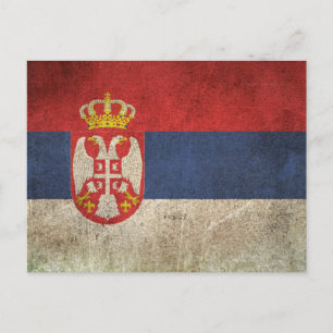 Carte Postale Drapeau vintage en détresse de Serbie