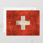 Carte Postale Drapeau vintage et rayé de Suisse (Devant / Derrière)