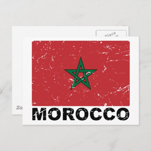 Carte Postale Drapeau Vintage Maroc (Devant / Derrière)