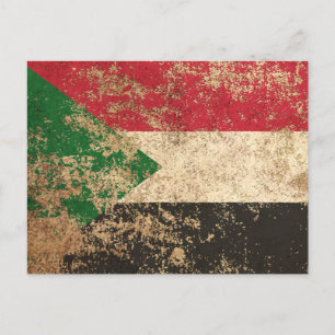 Carte Postale Drapeau Vintage Soudanais d'âge rude