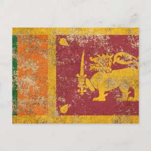 Carte Postale Drapeau Vintage sri-lankais d'âge rude