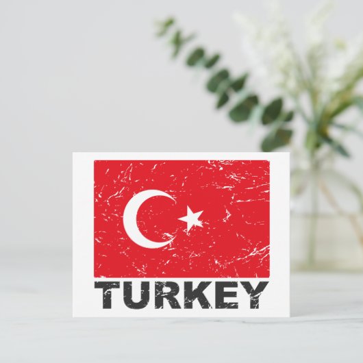 Carte Postale Drapeau Vintage Turquie (Debout devant)