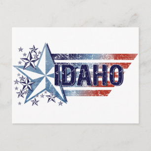 Carte Postale Drapeau vintage USA avec étoile - Idaho