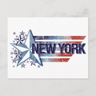 Carte Postale Drapeau vintage USA avec étoile - New York