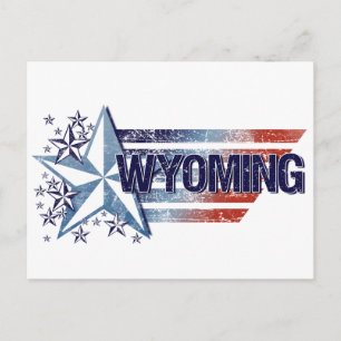 Carte Postale Drapeau vintage USA avec étoile - Wyoming