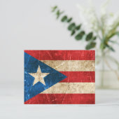 Carte Postale Drapeau vintage vieilli et rayé de Porto Rico (Debout devant)
