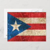 Carte Postale Drapeau vintage vieilli et rayé de Porto Rico (Devant / Derrière)