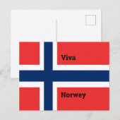 Carte Postale Drapeau Viva Norvège (Devant / Derrière)