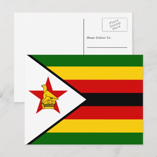 Carte Postale Drapeau zimbabwéen, Drapeau du Zimbabwe (Devant / Derrière)