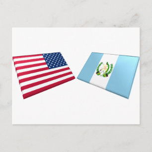 Carte Postale Drapeaux américains et guatémaltèques