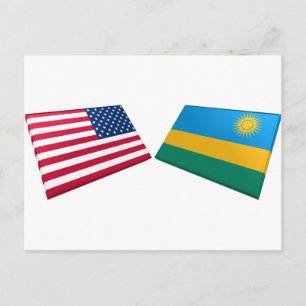 Carte Postale Drapeaux américains et rwandais