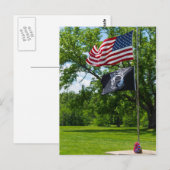Carte Postale Drapeaux Amérique et POW (Devant / Derrière)