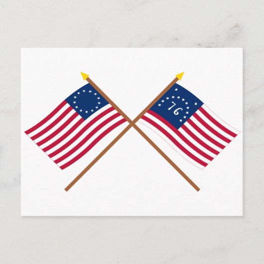 Carte Postale Drapeaux Betsy Ross et Bennington traversés (Devant)