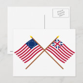 Carte Postale Drapeaux Betsy Ross et Grand Union croisés (Devant / Derrière)