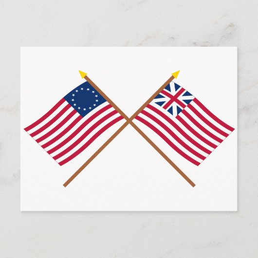 Carte Postale Drapeaux Betsy Ross et Grand Union croisés (Devant)