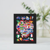 Carte Postale Drapeaux cardiaques du monde Voyager dans le pays (Debout devant)