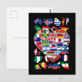 Carte Postale Drapeaux cardiaques du monde Voyager dans le pays (Devant / Derrière)