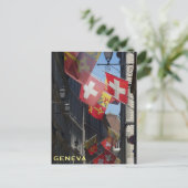 Carte Postale Drapeaux colorés à Genève, Suisse (Debout devant)