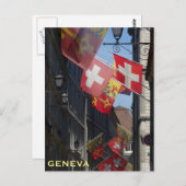 Carte Postale Drapeaux colorés à Genève, Suisse (Devant / Derrière)