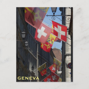Carte Postale Drapeaux colorés à Genève, Suisse