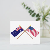 Carte Postale Drapeaux croisés Australie et États-Unis (Debout devant)