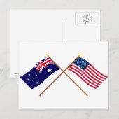 Carte Postale Drapeaux croisés Australie et États-Unis (Devant / Derrière)