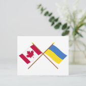 Carte Postale Drapeaux croisés Canada et Ukraine (Debout devant)