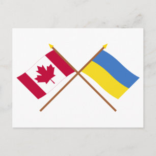 Carte Postale Drapeaux croisés Canada et Ukraine