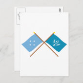 Carte Postale Drapeaux croisés de Micronésie et de Kosrae (Devant / Derrière)