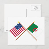 Carte Postale Drapeaux croisés des États-Unis et de l'Algérie (Devant / Derrière)