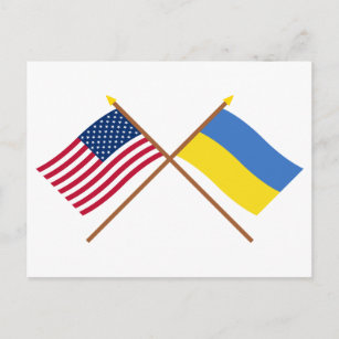 Carte Postale Drapeaux croisés des États-Unis et de l'Ukraine