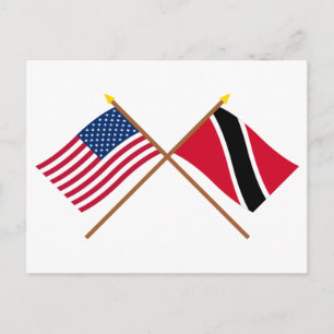 Carte Postale Drapeaux croisés des États-Unis et de Trinité-et-T