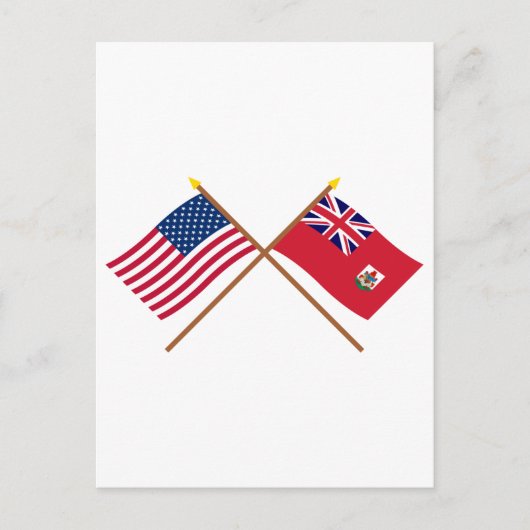Carte Postale Drapeaux croisés des États-Unis et des Bermudes (Devant)