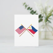 Carte Postale Drapeaux croisés des États-Unis et des Philippines (Debout devant)
