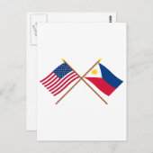 Carte Postale Drapeaux croisés des États-Unis et des Philippines (Devant / Derrière)