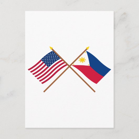 Carte Postale Drapeaux croisés des États-Unis et des Philippines (Devant)