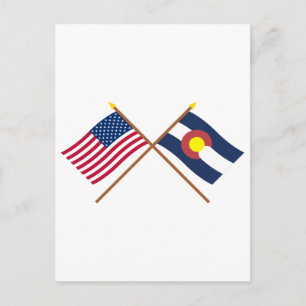 Carte Postale Drapeaux croisés des États-Unis et du Colorado