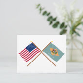 Carte Postale Drapeaux croisés des États-Unis et du Delaware (Debout devant)