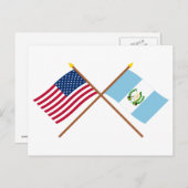 Carte Postale Drapeaux croisés des États-Unis et du Guatemala (Devant / Derrière)