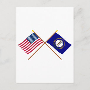 Carte Postale Drapeaux croisés des États-Unis et du Kentucky