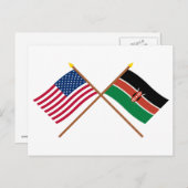Carte Postale Drapeaux croisés des États-Unis et du Kenya (Devant / Derrière)