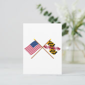 Carte Postale Drapeaux croisés des États-Unis et du Maryland (Debout devant)