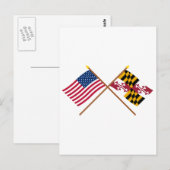Carte Postale Drapeaux croisés des États-Unis et du Maryland (Devant / Derrière)