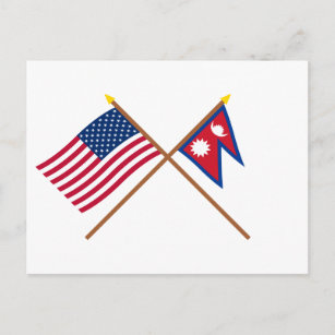 Carte Postale Drapeaux croisés des États-Unis et du Népal