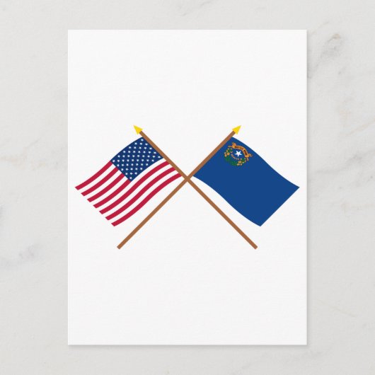 Carte Postale Drapeaux croisés des États-Unis et du Nevada (Devant)